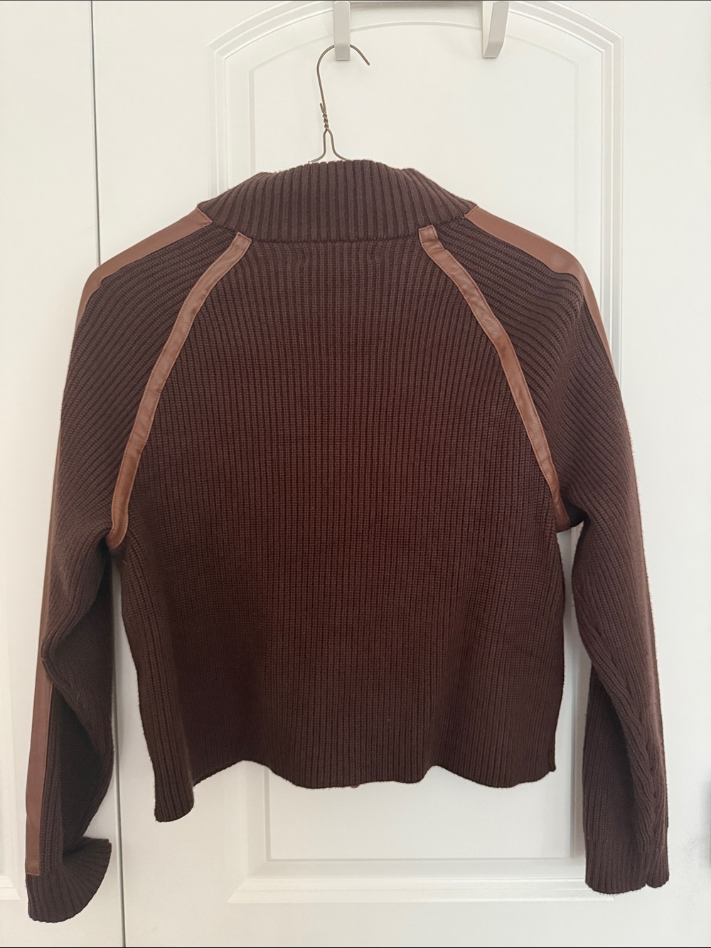 Brown Ribbed Zip-Front Women's Jacket - Picture 2 of 4